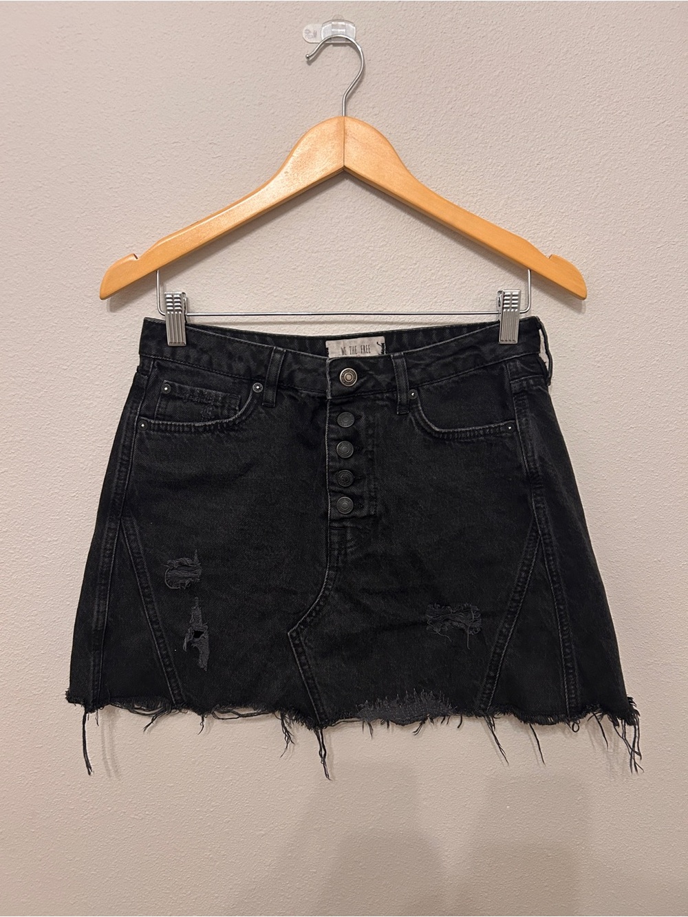 We The Free Distressed Denim Mini Skirt